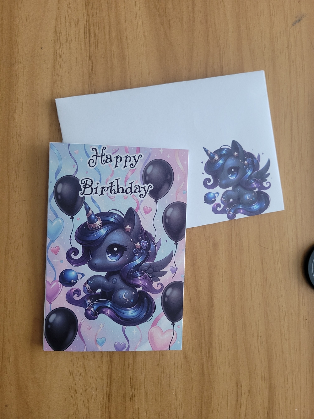 🖤NEW🖤 Birthday Card with Purple Unicorn Illustration - Blank Inside